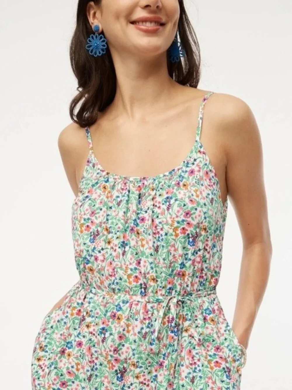J. Crew Ruffle Midi Curved Hem Dress Green 2 #A1828